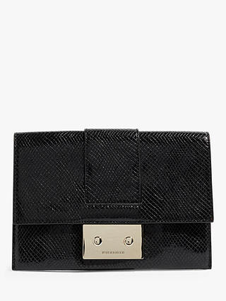 Karen Millen Compact Leather Clutch, Black