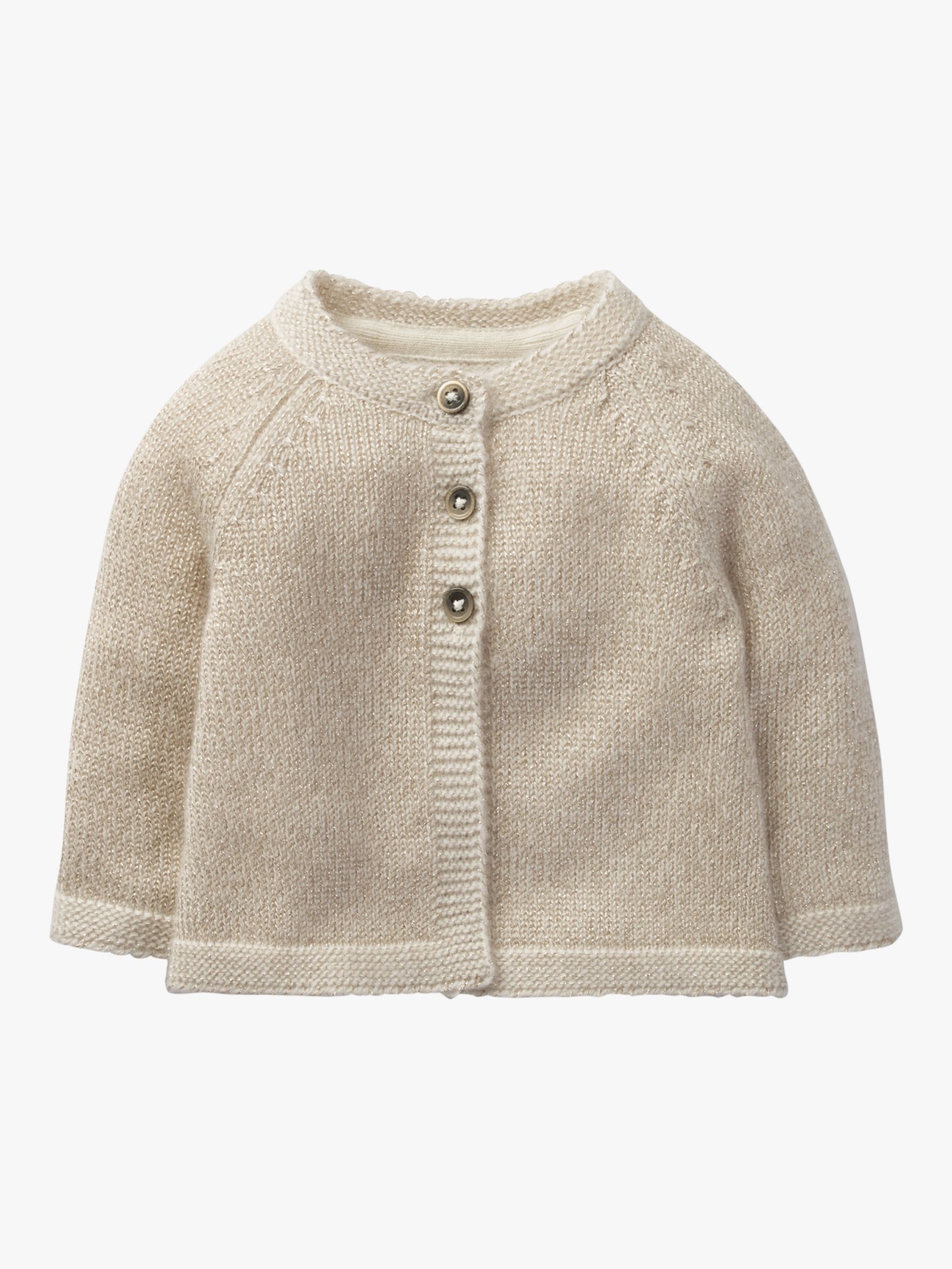 Mini Boden Baby Cashmere Cardigan, Gold Sparkle at John Lewis & Partners