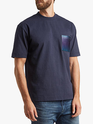 BOSS Gradient Print Chest Pocket T-Shirt, Dark Blue