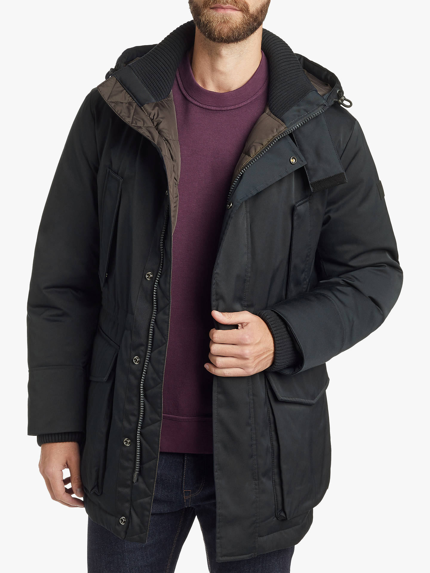 BOSS Teddy Parka Coat, Open Blue at John Lewis & Partners