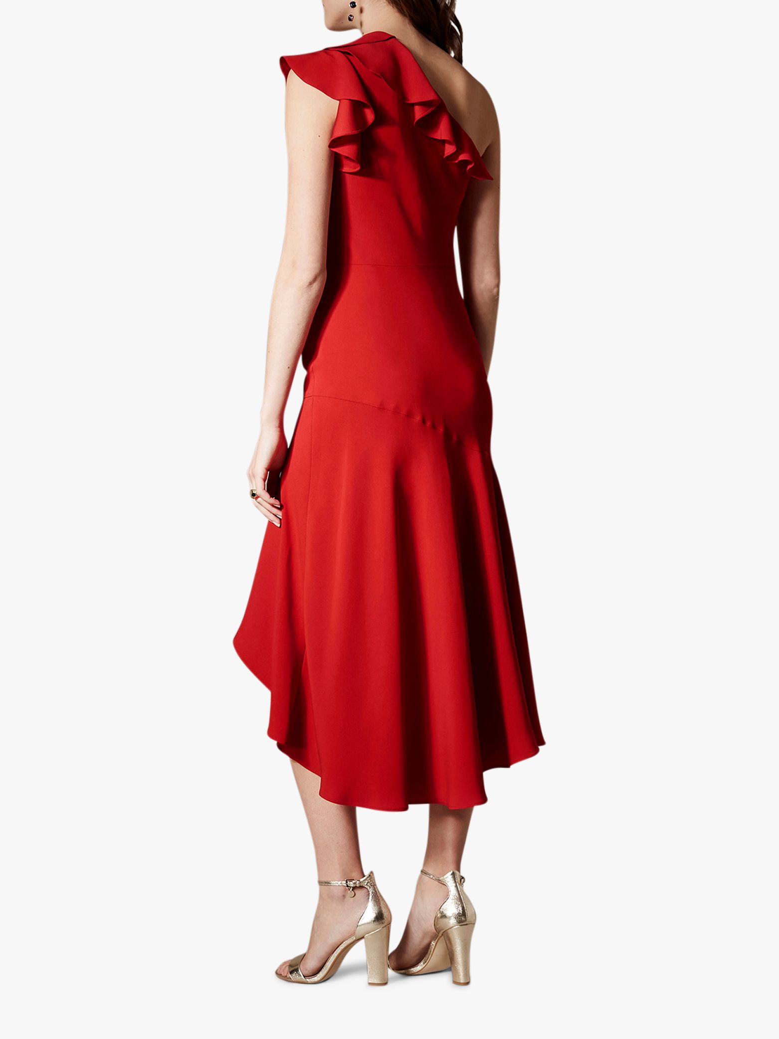 karen millen red one shoulder dress