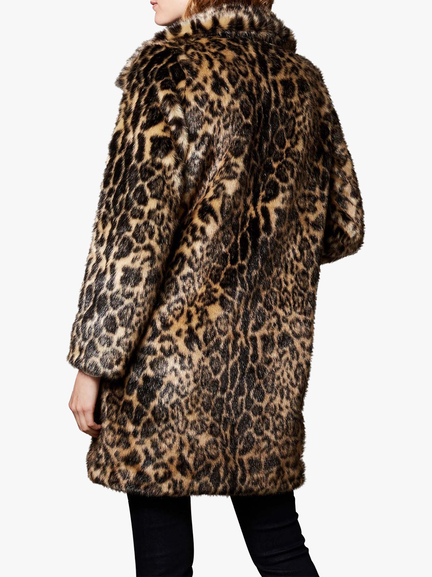 Karen Millen Longline Animal Print Faux Fur Coat, Leopard Print at John ...