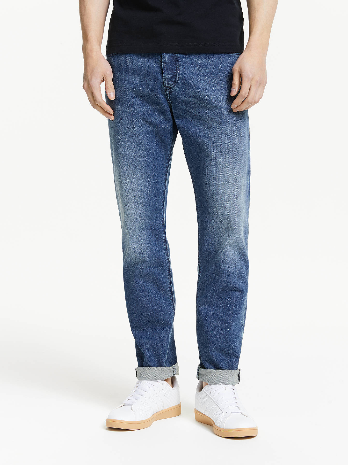 Diesel Buster Tapered Jeans, Medium Blue at John Lewis & Partners