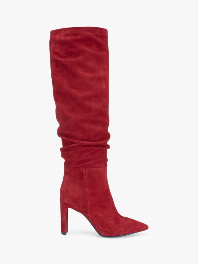 Dark red over the knee clearance boots