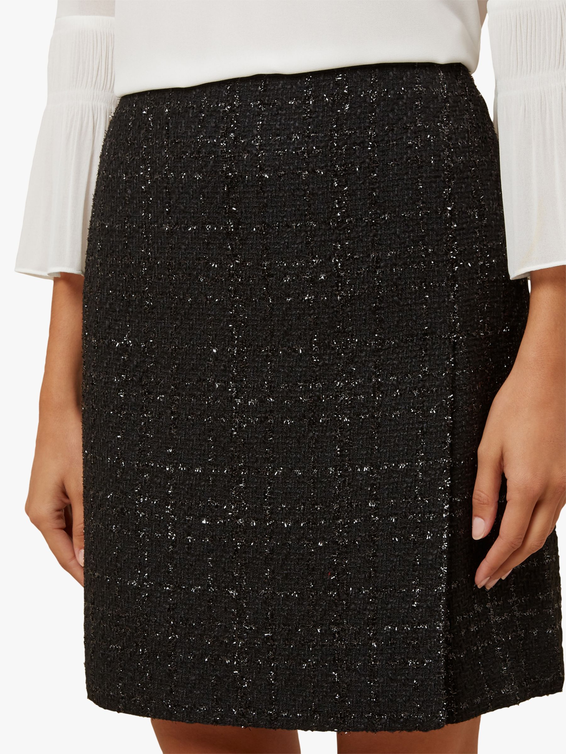 Hobbs Gabriella Tweed Skirt, Black