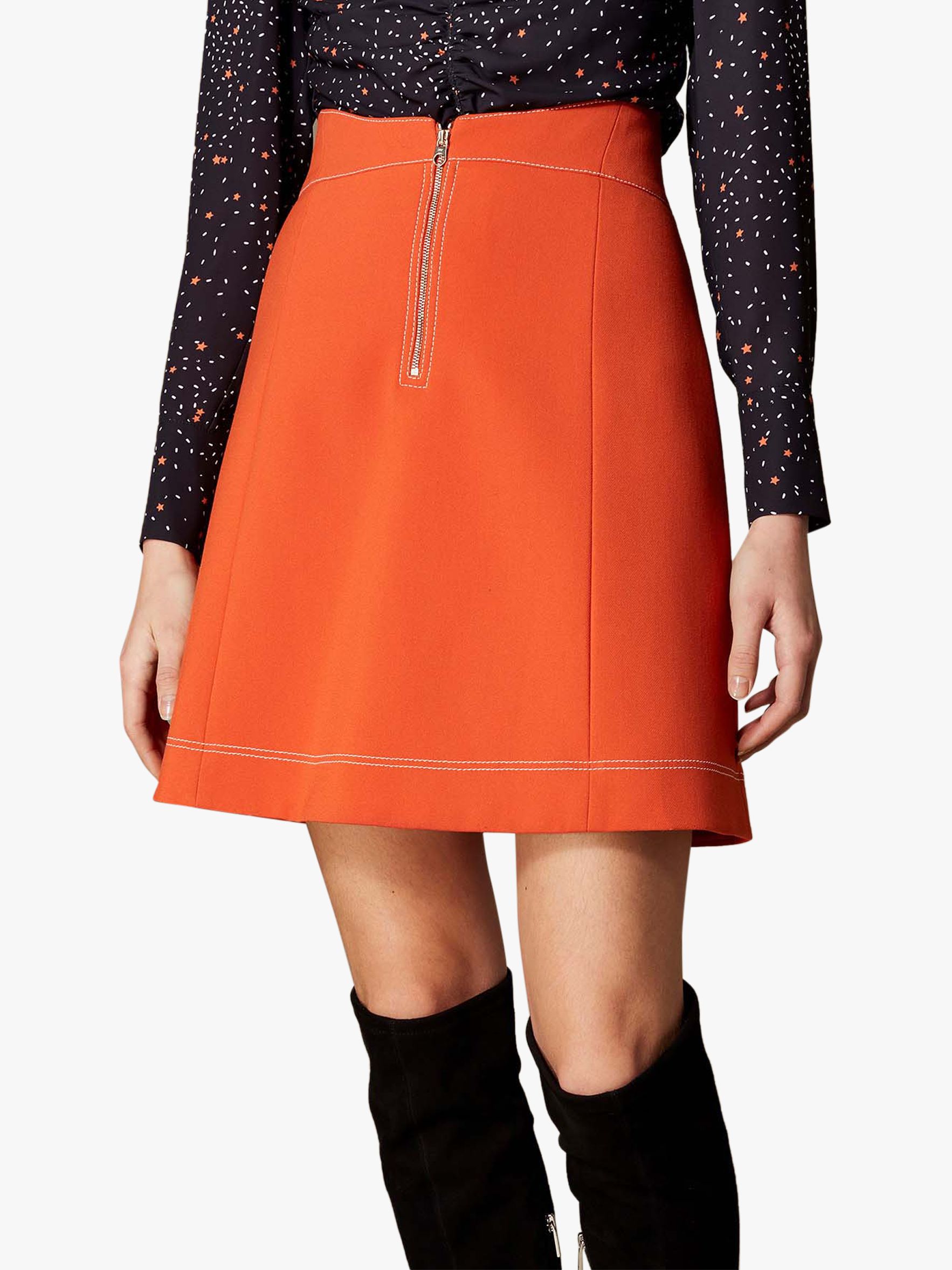 Karen Millen Contrast Stitch Mini Skirt, Orange