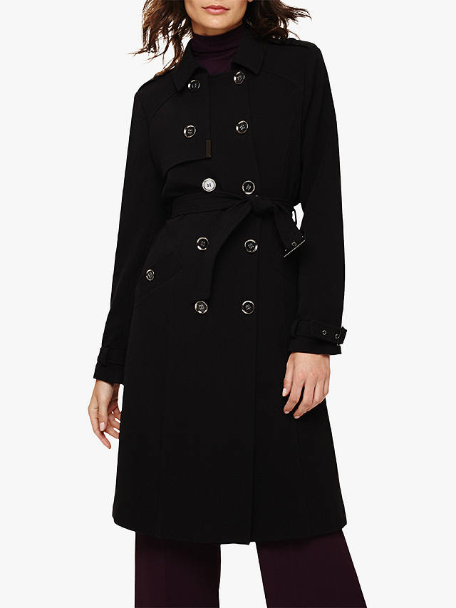 Phase Eight Charlie Crepe Trench Coat, Black at John Lewis & Partners