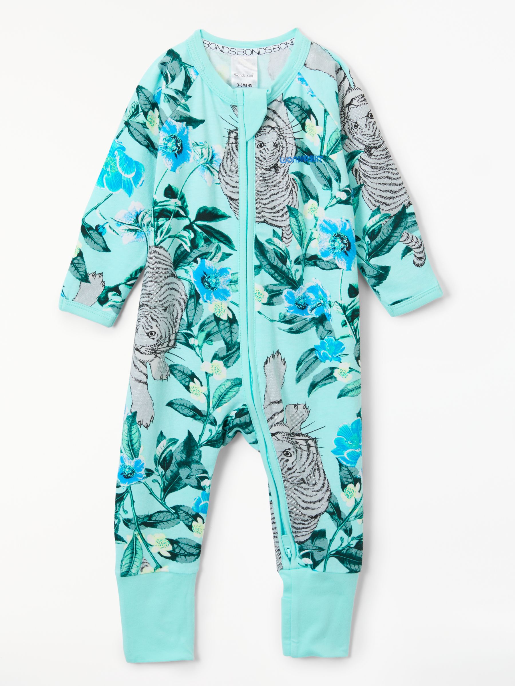 Bonds Baby Unreal Tiger Print Wondersuit, Blue, 3-6 months