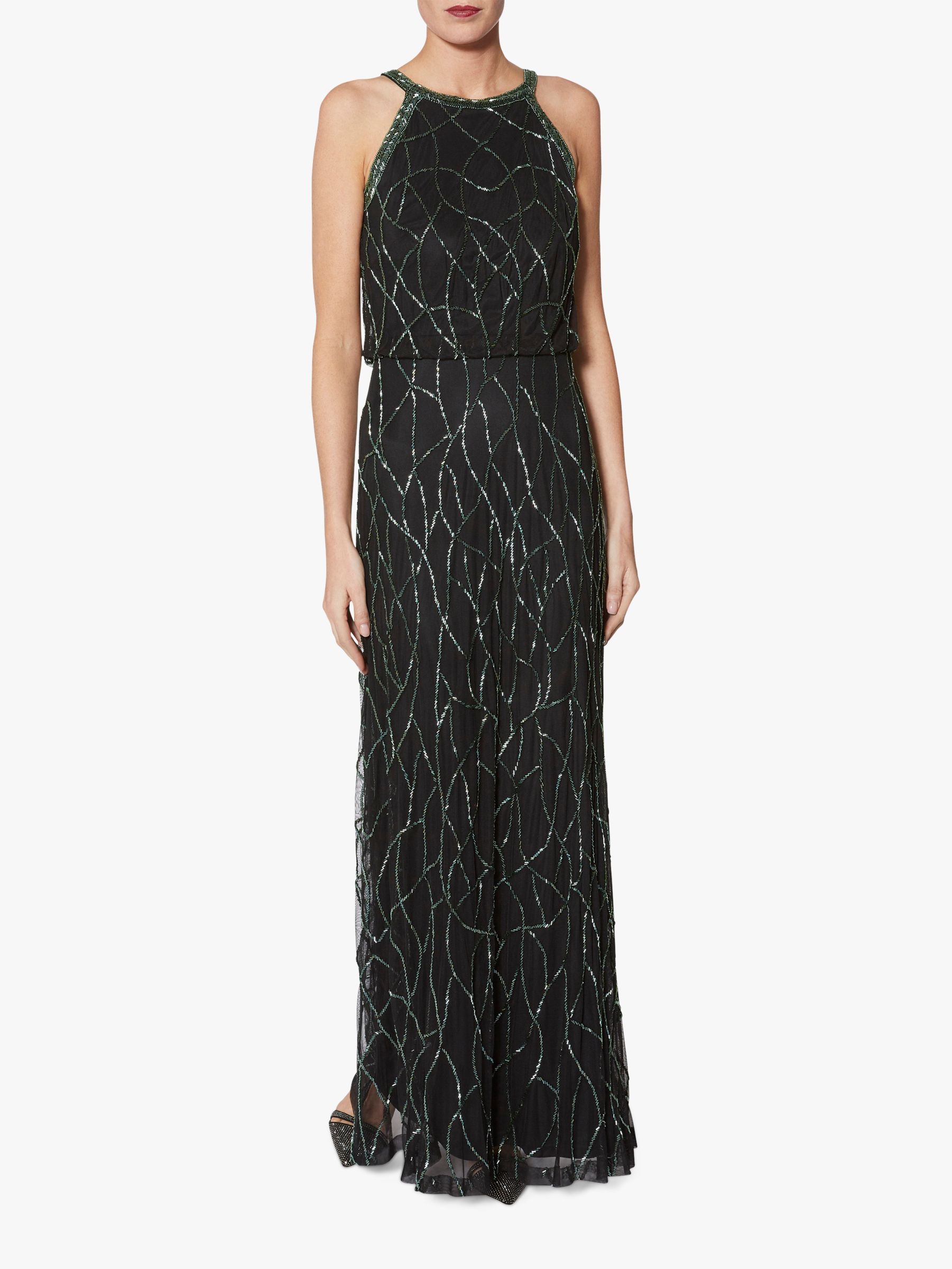 girl in the mirror black beaded maxi dress