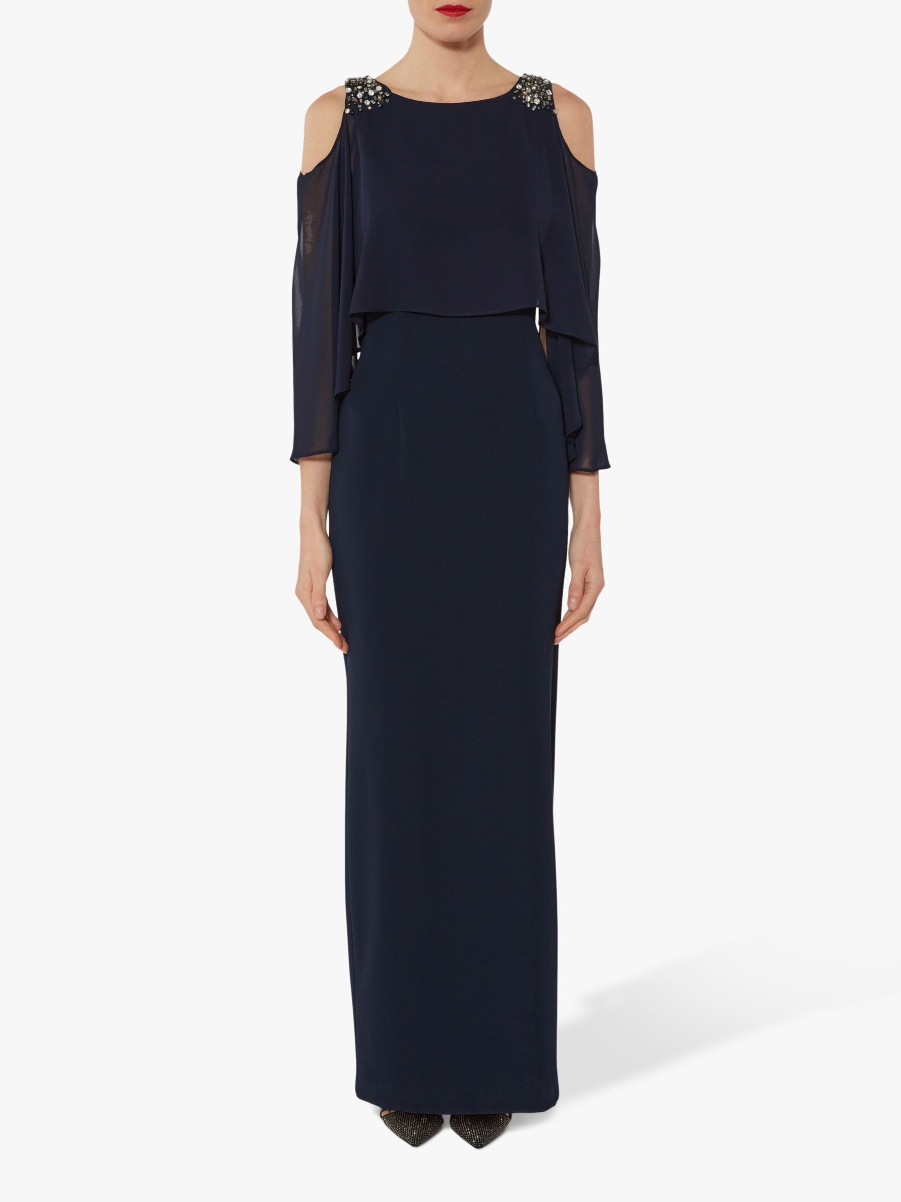 Gina Bacconi Penelope Beaded Cold Shoulder Maxi Dress at John Lewis ...