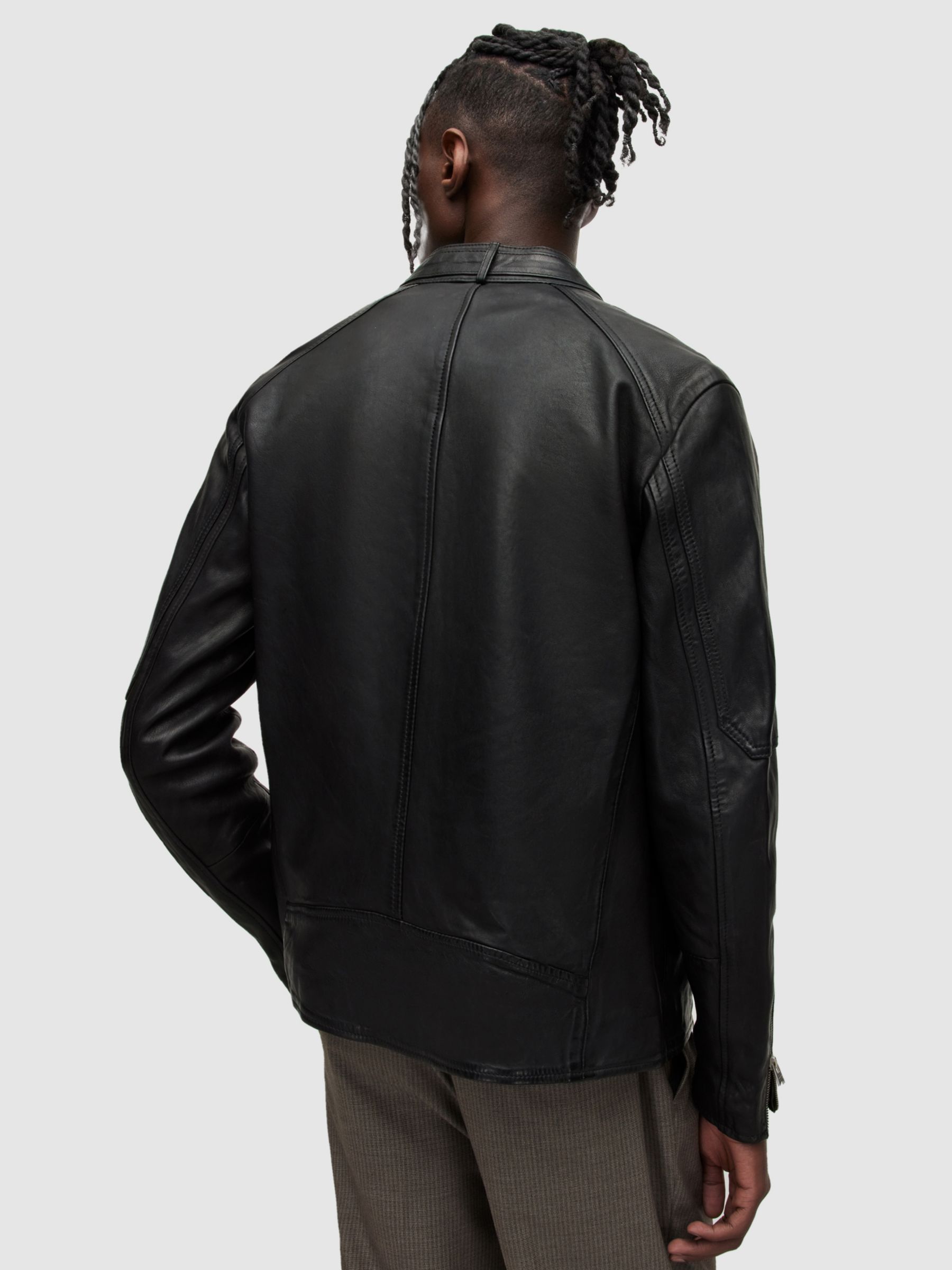 AllSaints Cora Leather Jacket, Jet Black, L