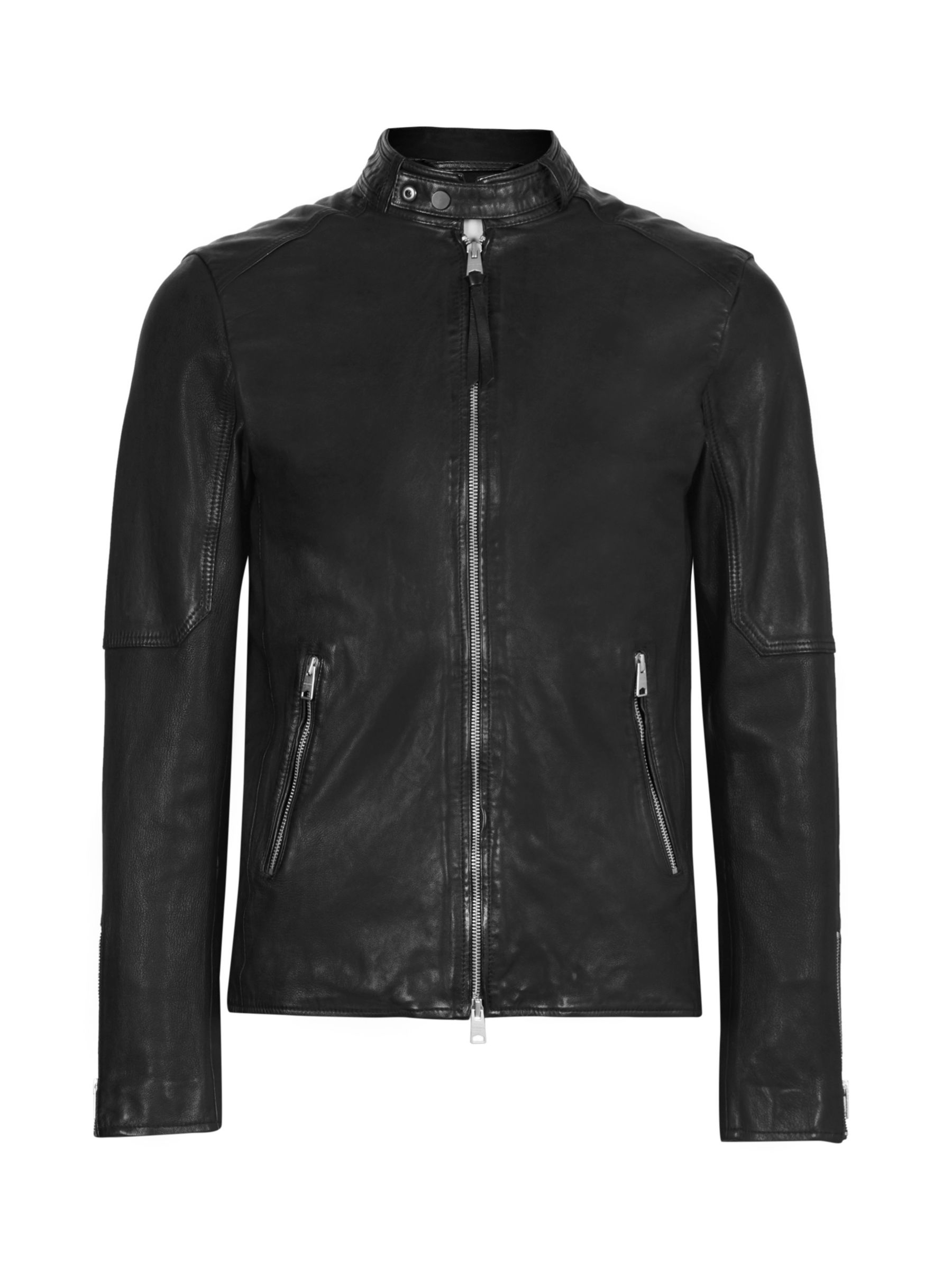 AllSaints Cora Leather Jacket, Jet Black at John Lewis & Partners