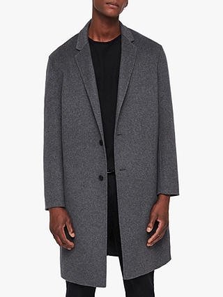 AllSaints Foley Wool-Blend Overcoat, Grey Marl