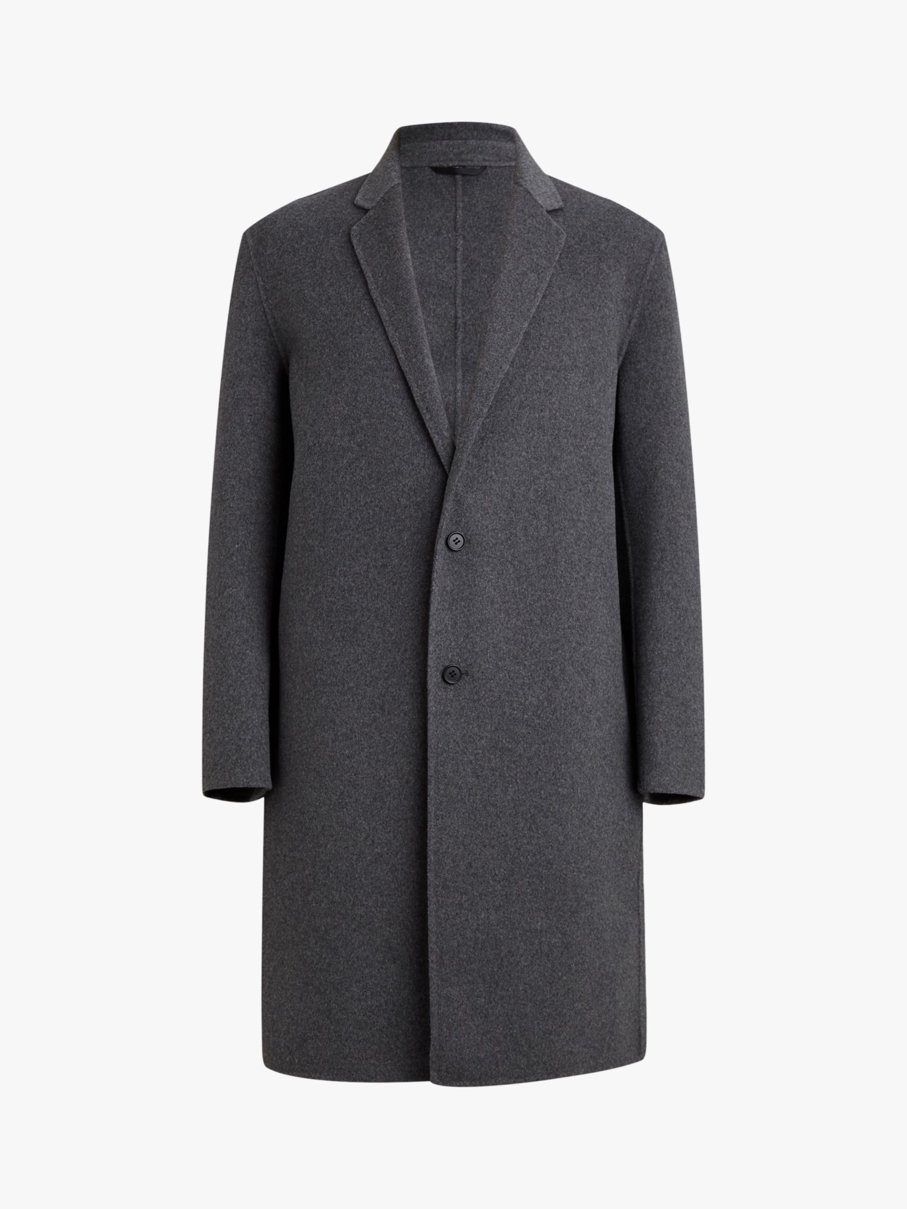 AllSaints Foley Wool-Blend Overcoat, Grey Marl at John Lewis & Partners