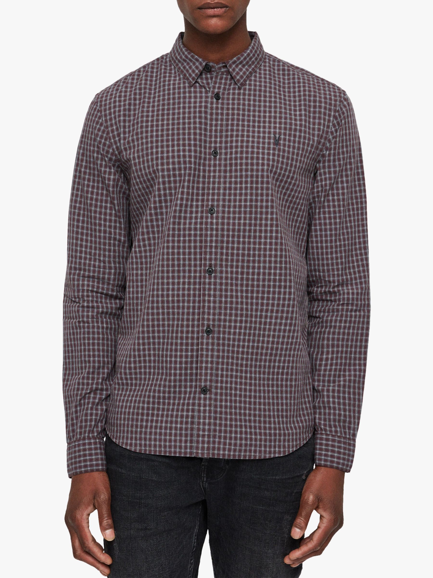 AllSaints Murdo Shirt, Oxblood/Grey