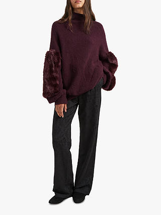 French Connection Normie High Neck Jumper, Black Grape