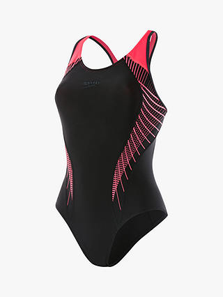 Speedo Fit Laneback Swimsuit, Black/Pink