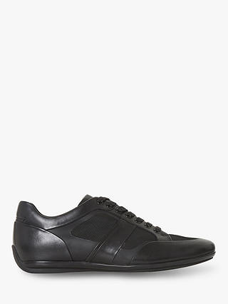 Dune Thyme Leather Trainers, Black