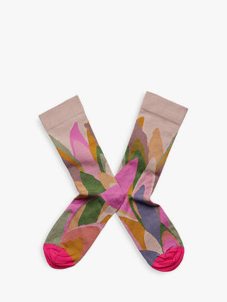 Bonne Maison Ultra Soft Tulip Print Socks, Natural/Multi