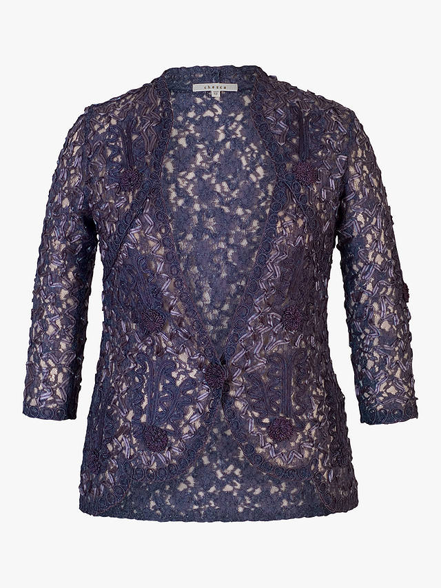 Chesca Lace Cornelli Embroidered Trim Jacket, Hyacinth
