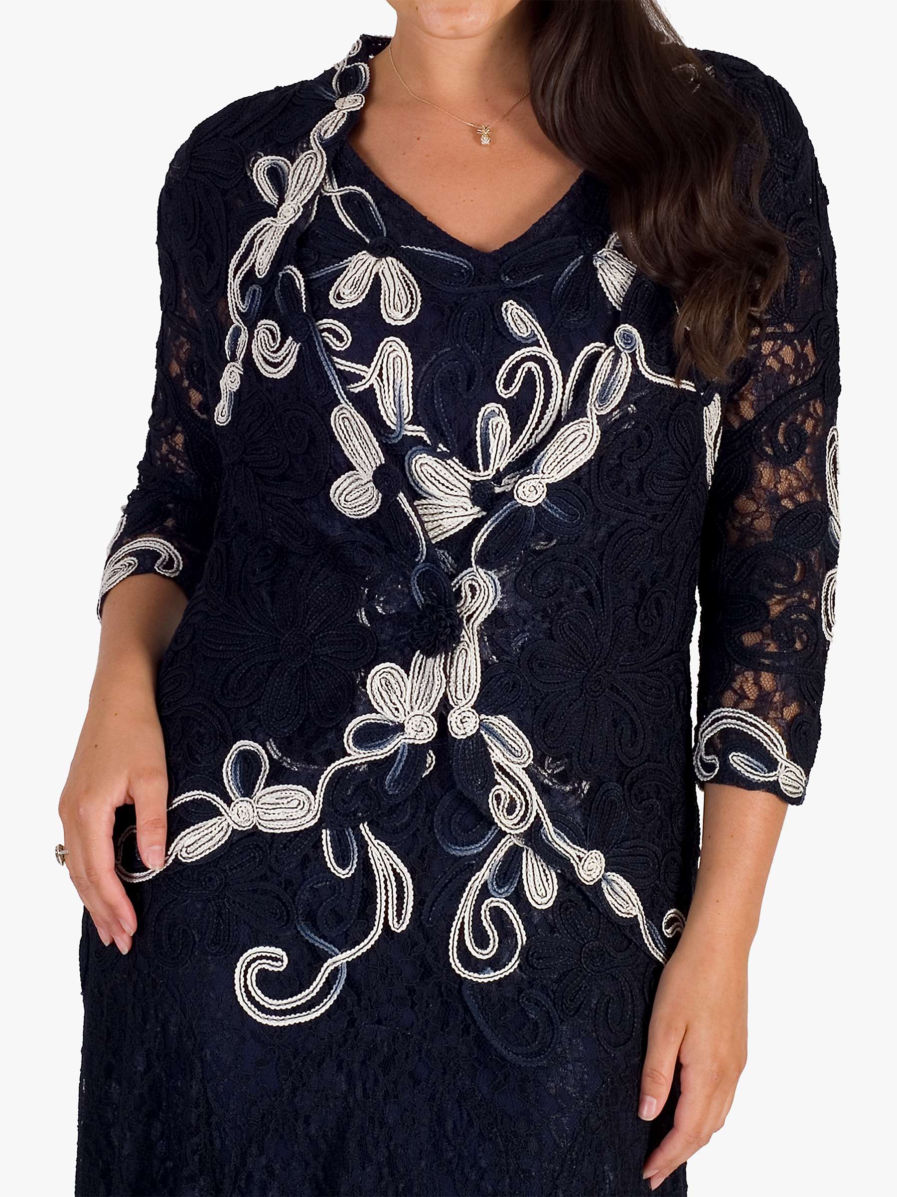 Buy Chesca Ombre Cornelli Embroidered Lace Jacket, Navy/Ivory Online at johnlewis.com