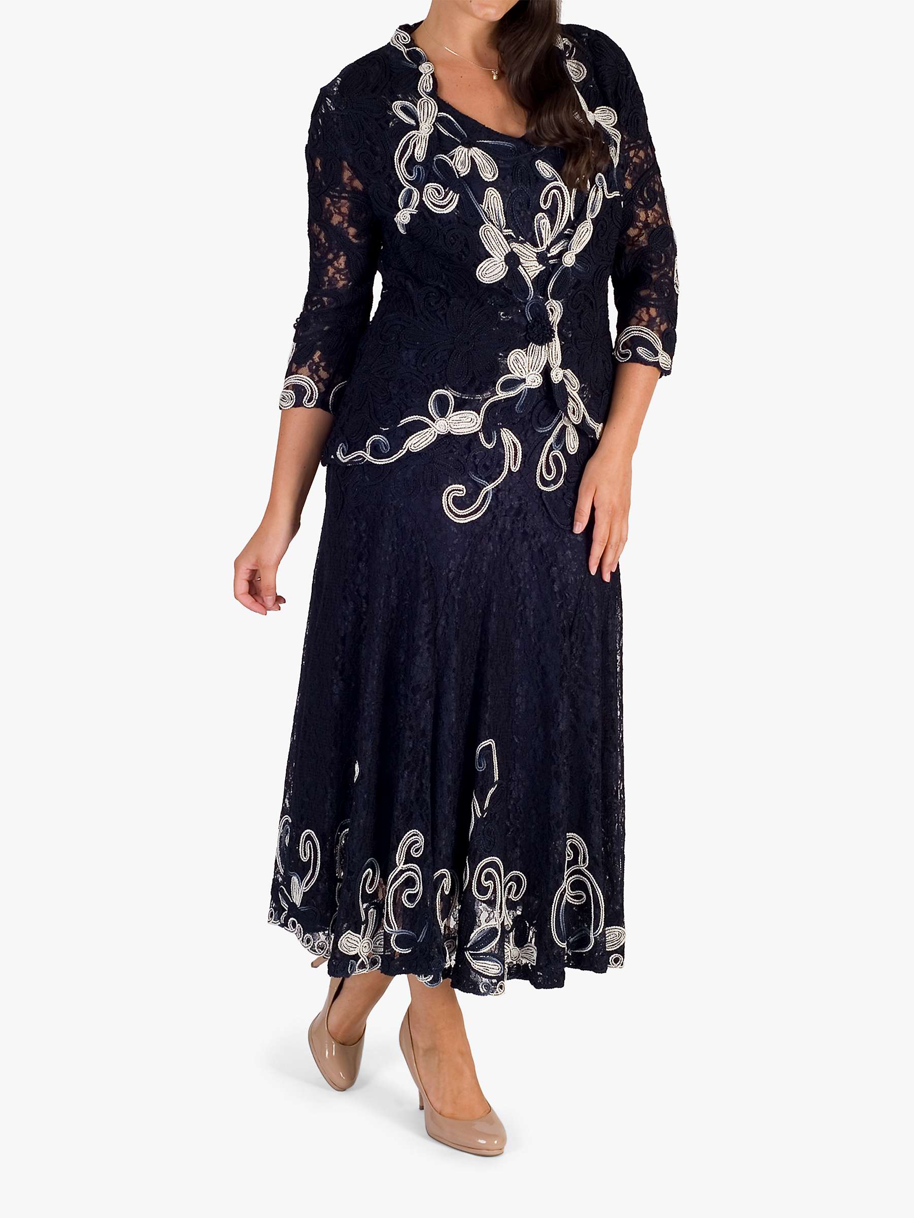 Buy Chesca Ombre Cornelli Embroidered Lace Jacket, Navy/Ivory Online at johnlewis.com