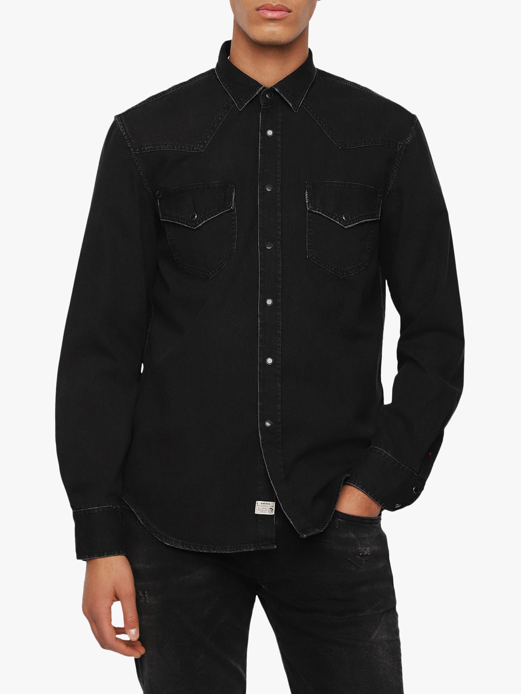 diesel black denim shirt