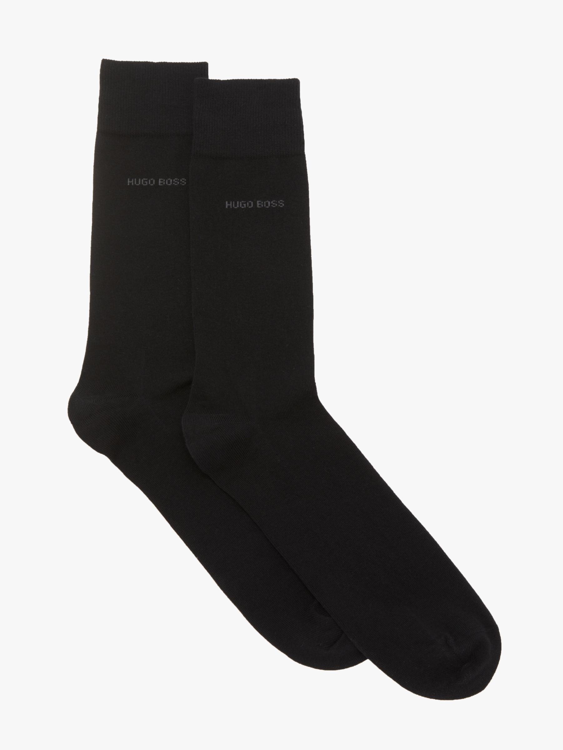 BOSS Plain Socks, Pack of 2, Black at John Lewis & Partners