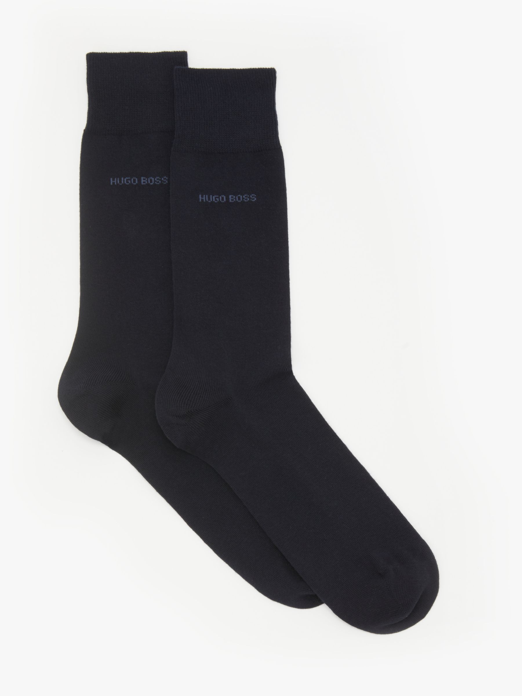 BOSS Plain Socks, Pack of 2, Dark Blue at John Lewis & Partners