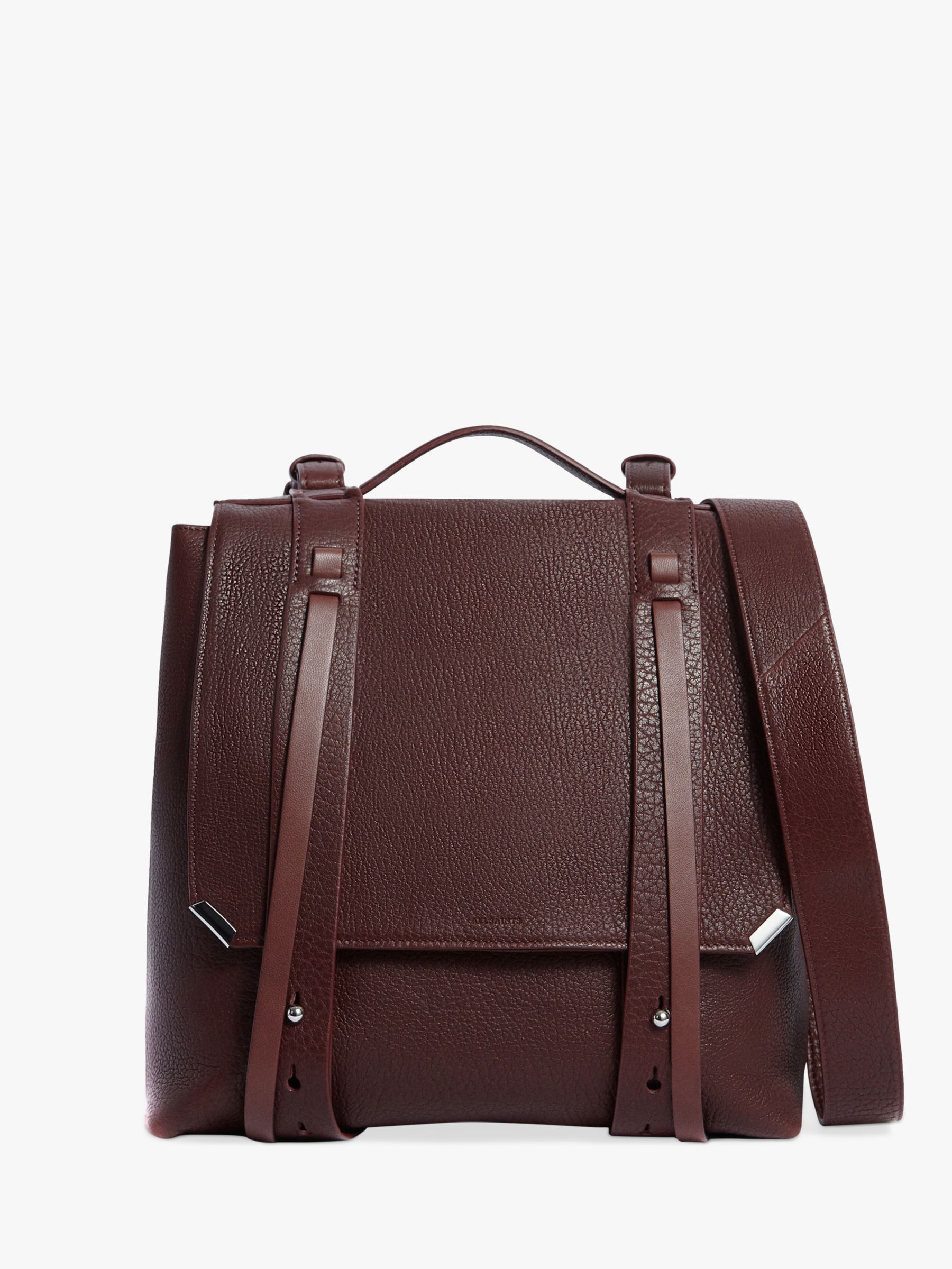 all saints black leather backpack