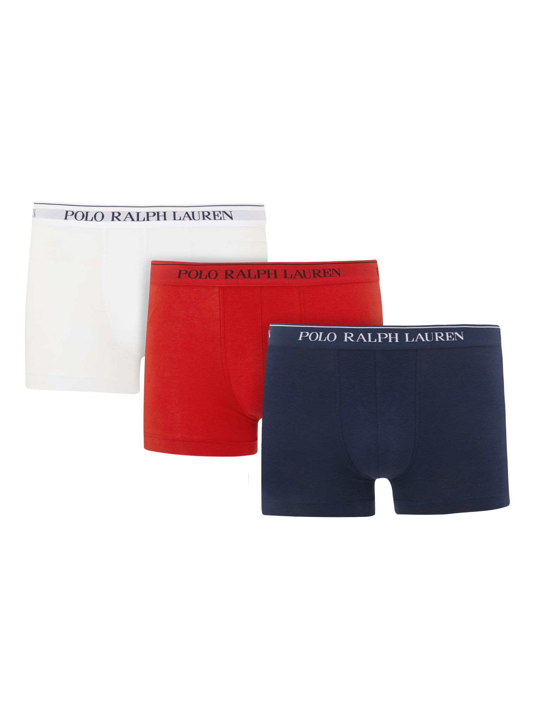 Polo Ralph Lauren Stretch Cotton Trunks, Pack of 3, Blue/Red/White at John  Lewis & Partners