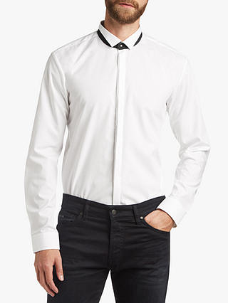 HUGO by Hugo Boss Edgar Contrast Collar Stand Extra Slim Shirt, White
