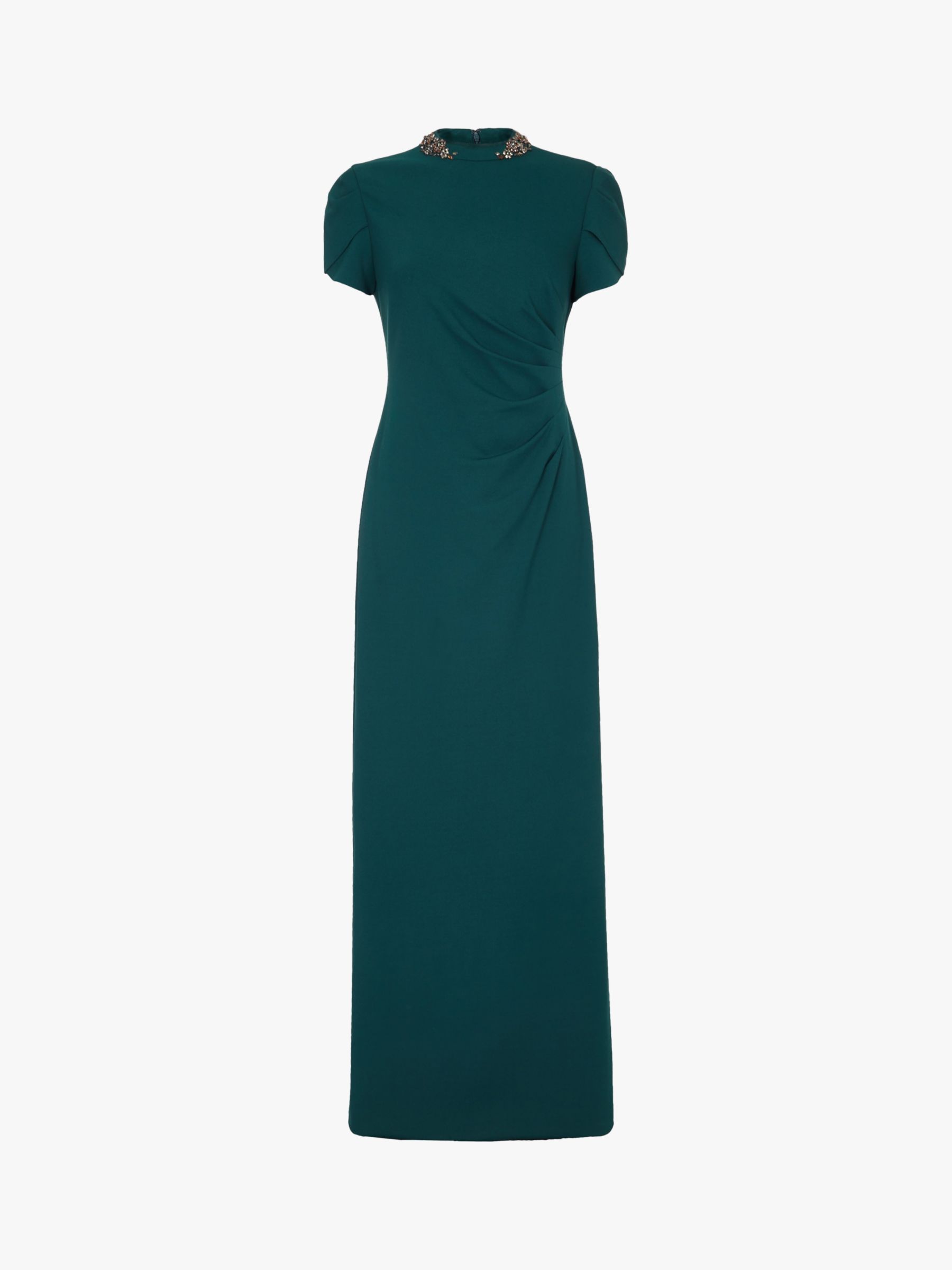 Adrianna Papell Tulip Sleeve Crepe Dress, Dusty Emerald