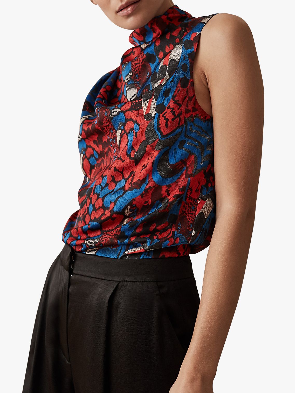 Reiss Clarisse Feather Printed Top, Multi