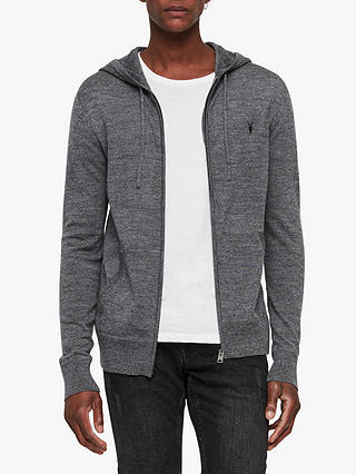 AllSaints Mode Zip Hoodie, Core Grey