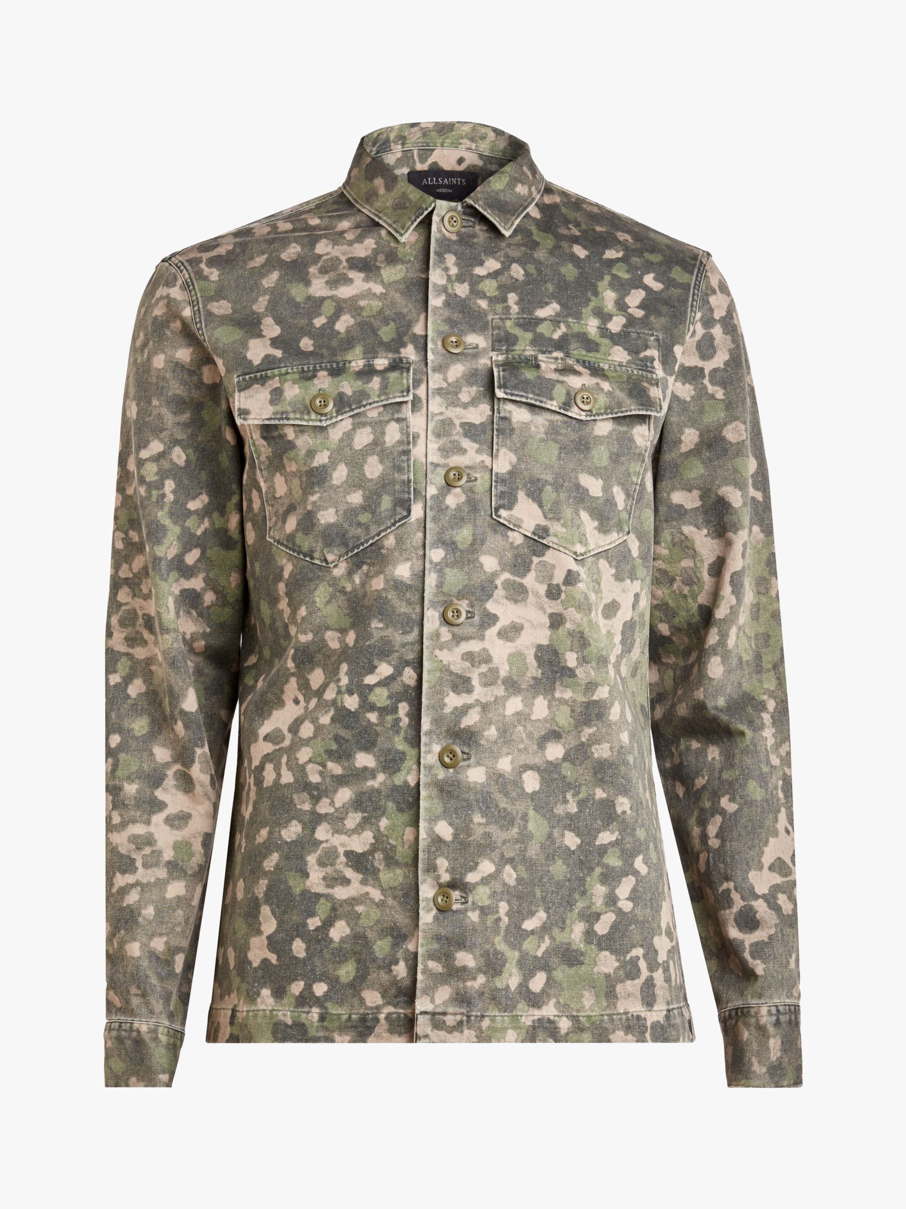 AllSaints Fassett Camouflage Shirt, Khaki Green, XS