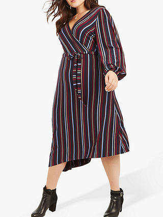 Oasis Curve Collegate Stripe Wrap Dress, Multi