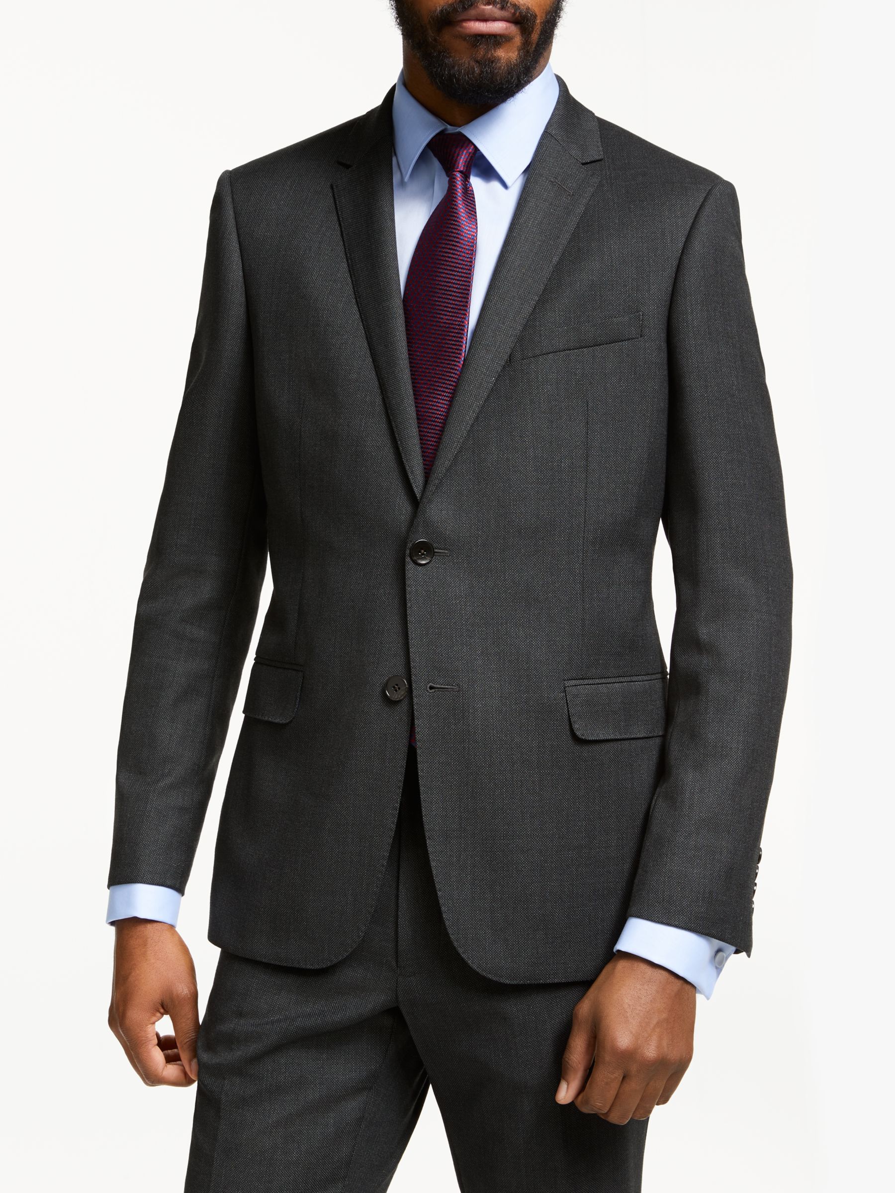 John Lewis & Partners Birdseye Wool Suit Jacket, Charcoal