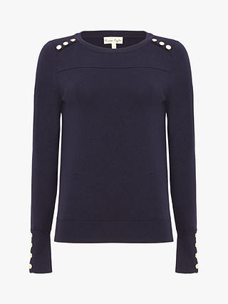 Phase Eight Stud Trim Knit Top, Navy