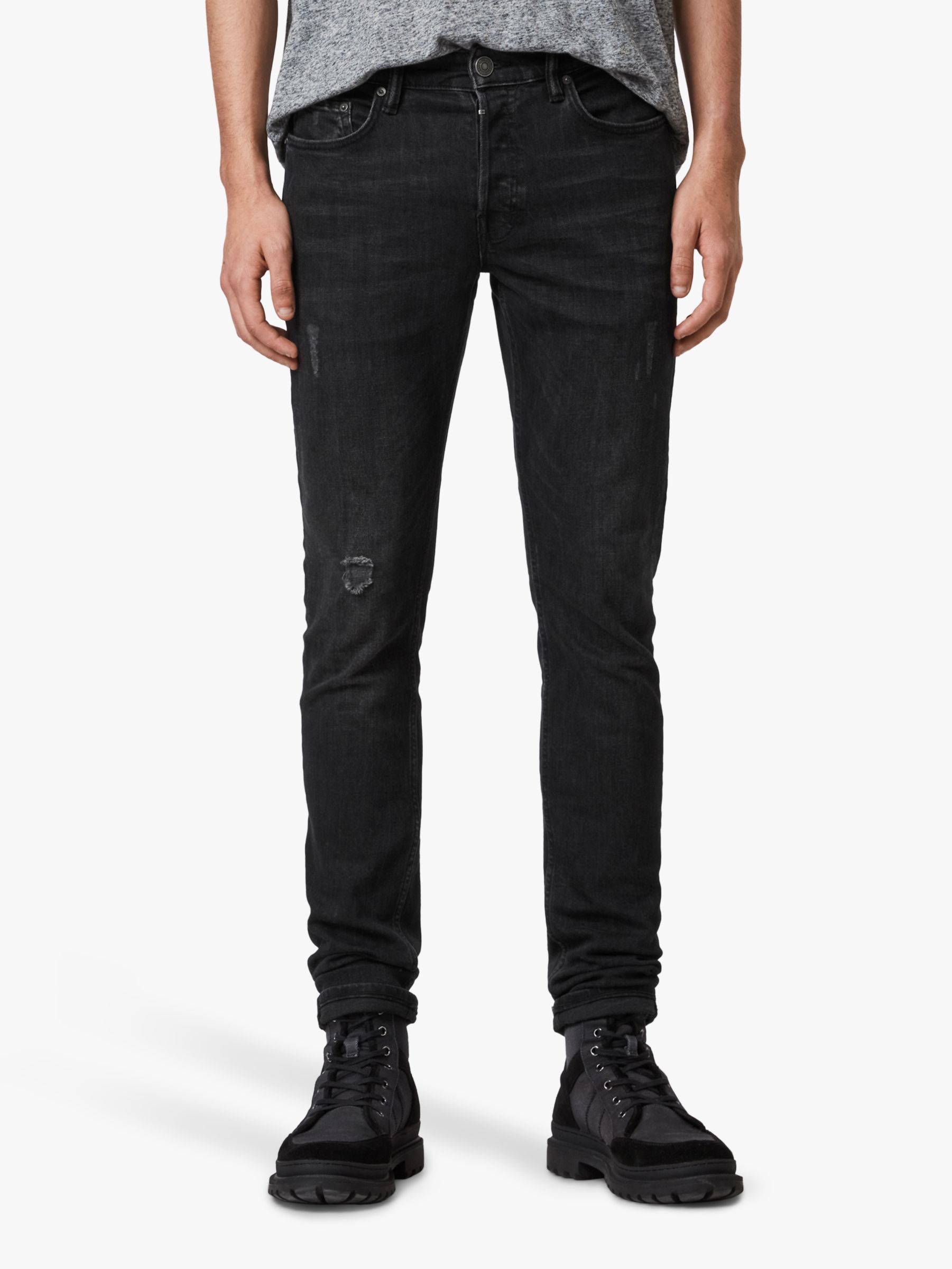 AllSaints Rex Straight Skinny Fit Jeans, Washed Black, 30R