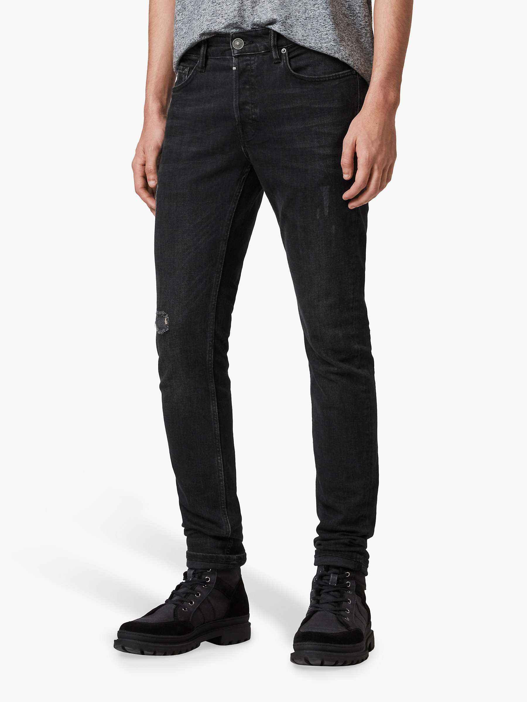 Buy AllSaints Rex Straight Skinny Fit Jeans, Washed Black Online at johnlewis.com