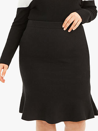 Oasis Curve Ruffle Midi Skirt, Black
