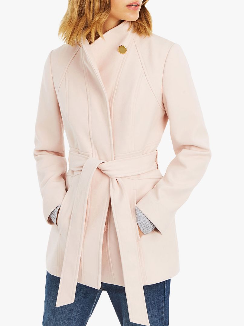 Oasis Hazel Fitted Coat, Pale Pink