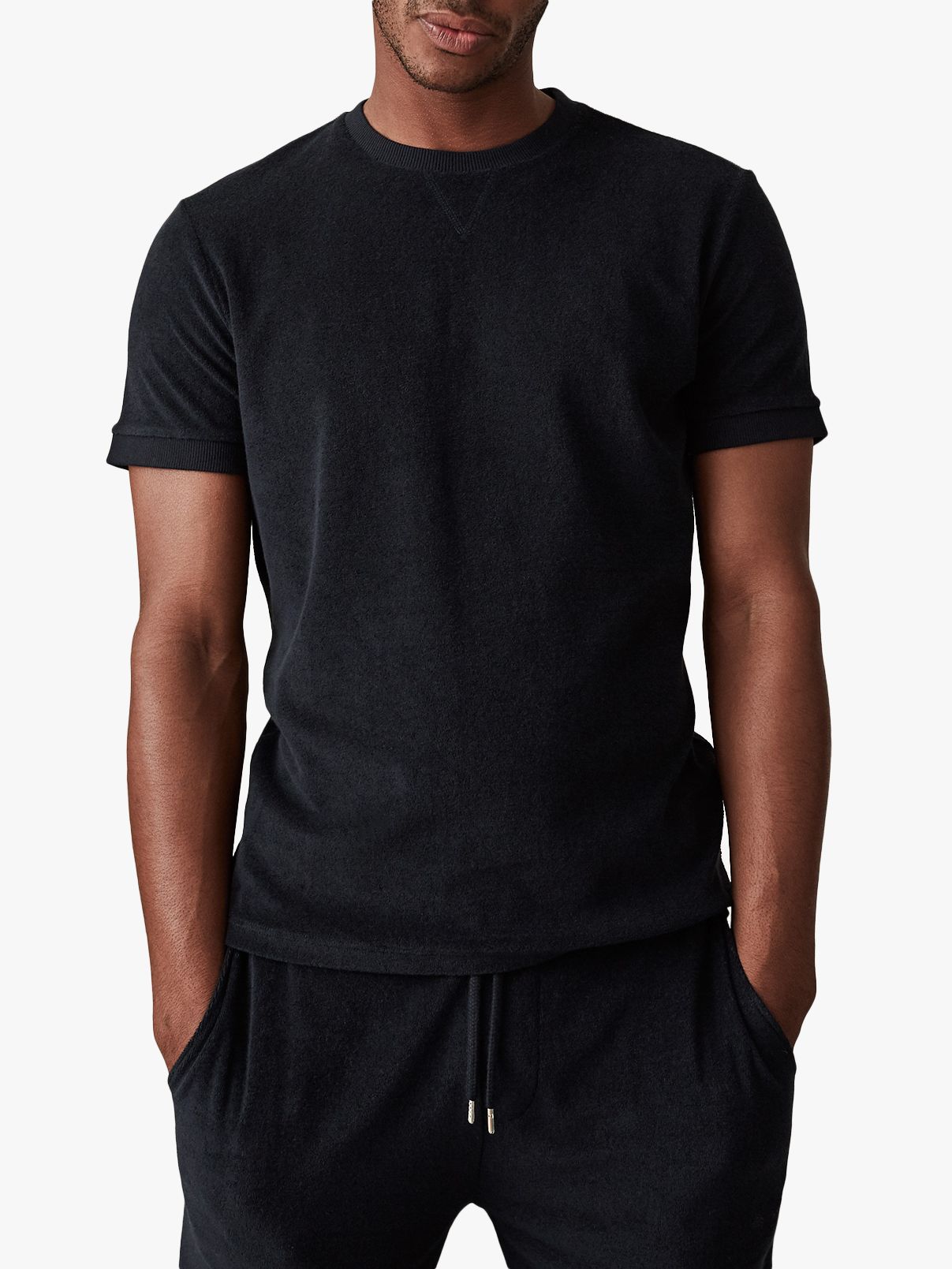 Reiss Terry Towelling Crew Neck T-Shirt, Navy