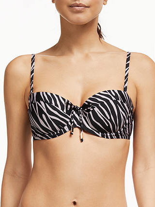John Lewis & Partners Zizi Animal Multiway Bikini Top, Black/Taupe