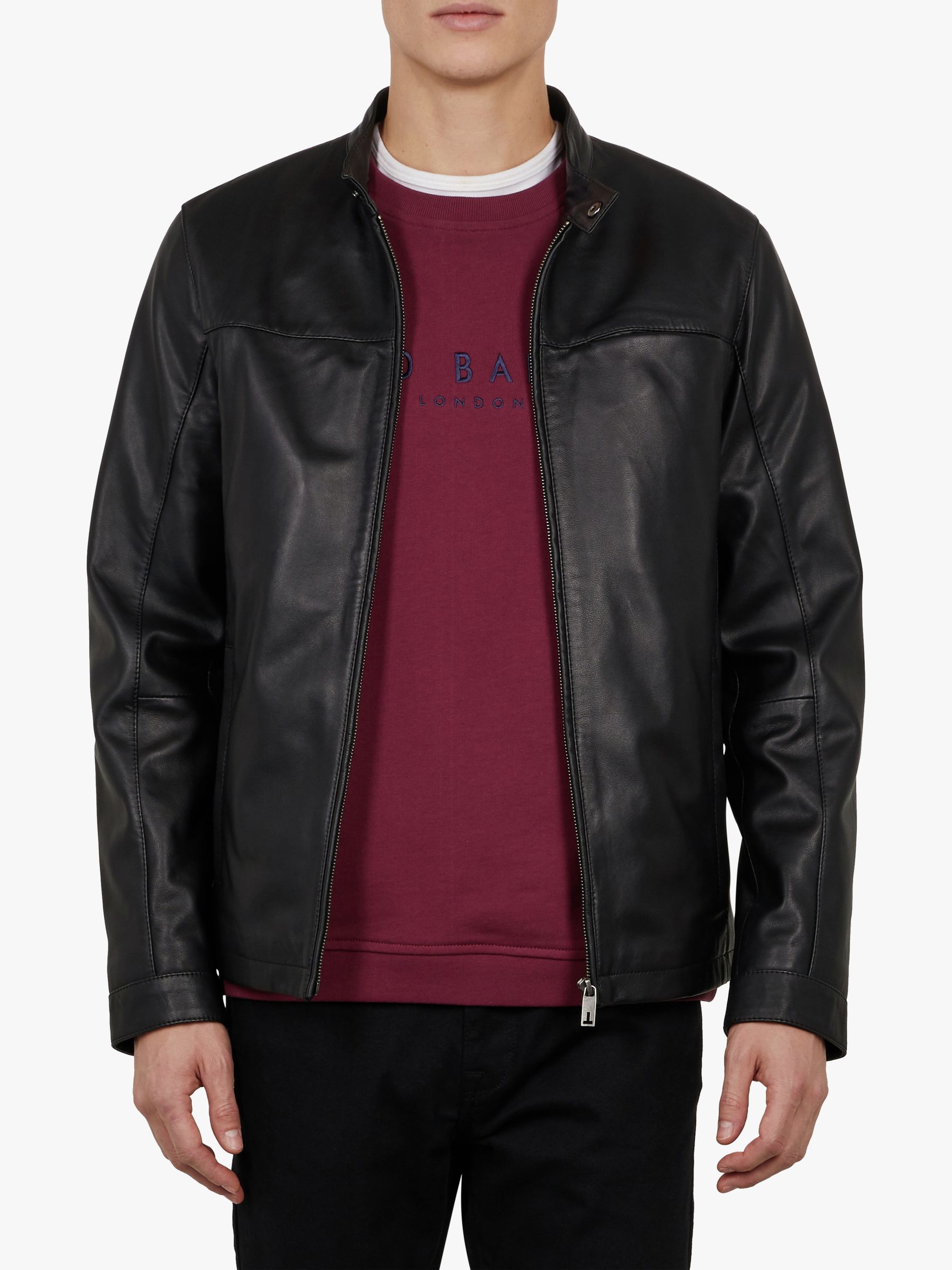 Ted Baker Cargo Leather Jacket, Black