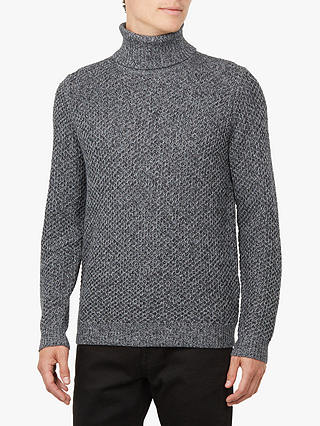 Ted Baker Singo Textured Weave Roll Neck Jumper, Grey Charcoal