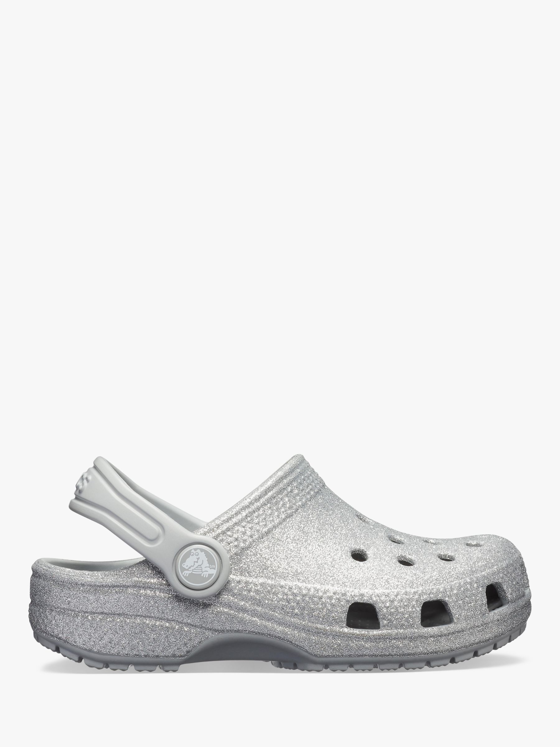 girls silver crocs