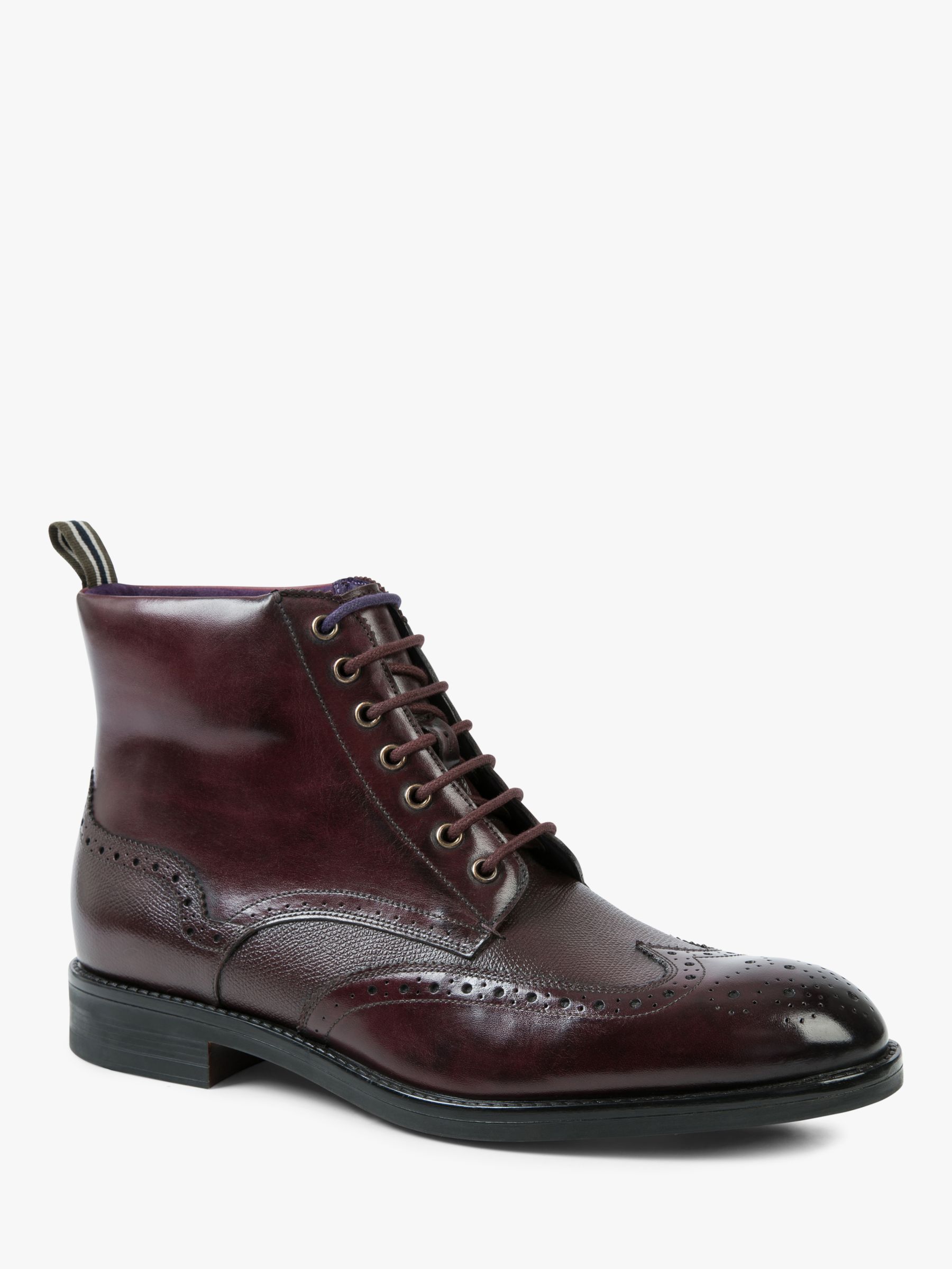 Ted Baker Twrens Brogue Boots, Dark Red