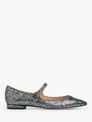 L.K.Bennett Mary-Jane Flat Shoes, Charcoal Glitter
